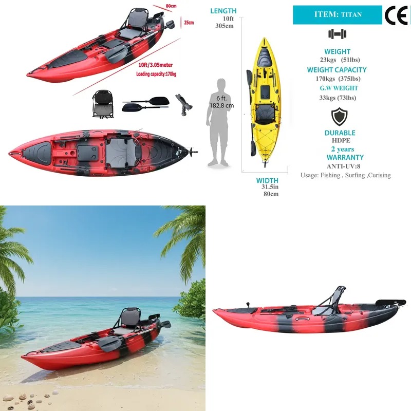 قارب كاياك للصيد بمقعد واحد بط - مراجعة Fishing Boat Paddle وسعره